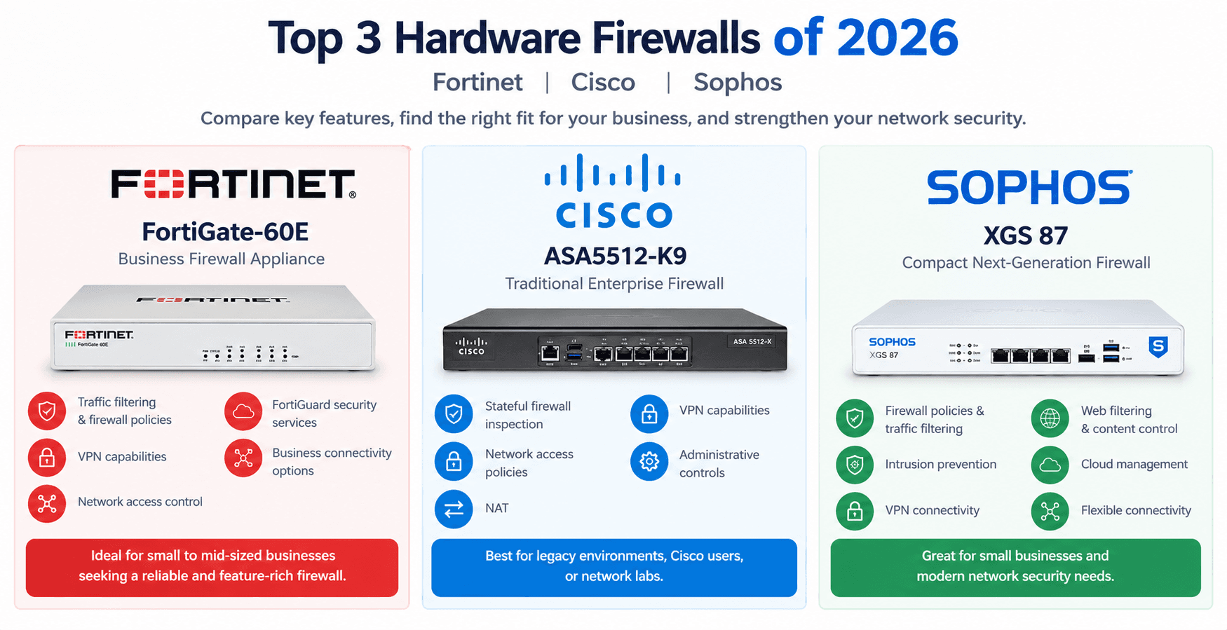 Best Hardware Firewalls in 2026: Top 3 Firewall Appliances for Network Security